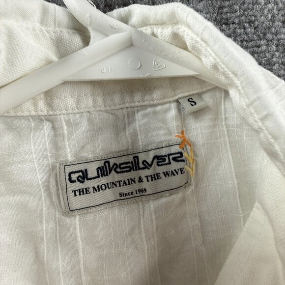 Quiksilver Check Short Sleeve Cotton Small White Shirt Surf Button Up Mens Adult - Picture 9 of 13